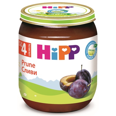 Hipp Био плодово пюре Hipp - Сливи, 125 g (RO4253-U)