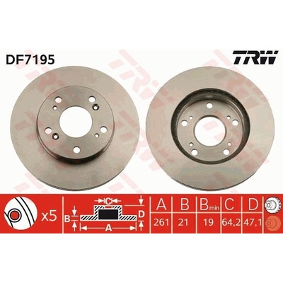 Brzdový kotúč TRW DF7195