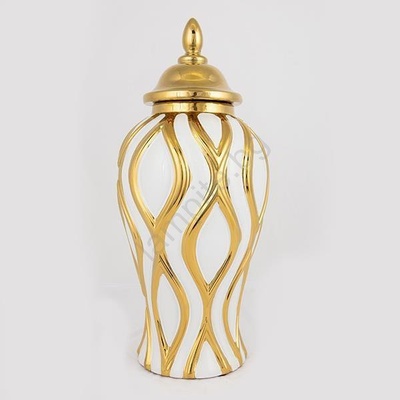 Eurolamp Керамичен буркан 42, 6x18, 8 см златист/бял (EU0490)