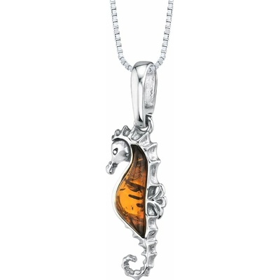 Eppi Stříbrný přívěsek mořský koník s jantarem Seahorse P36711