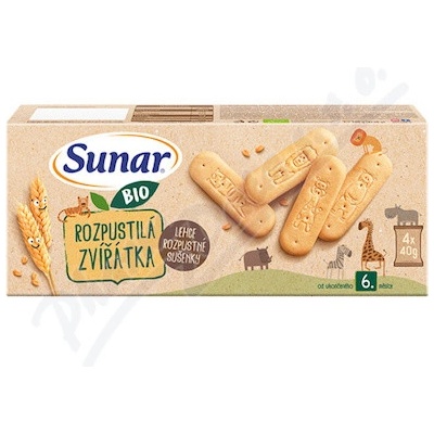 Sunar Rozpustilá zvířátka sušenky BIO 4 x 40 g