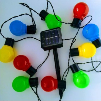 Соларни Градински Лампички 10бр. 2.5м - цветни (1162)