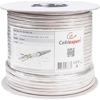 Gembird FPC-6004-SOL/100 FTP foil shielded solid cable, cat. 6, CCA, 100m, gray