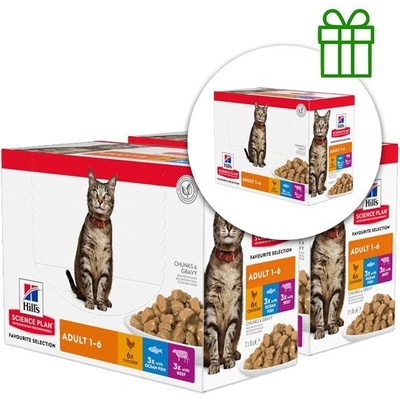 Hill's Science Plan cat adult kuře hovězí a ryba 12 x 85 g 2+1