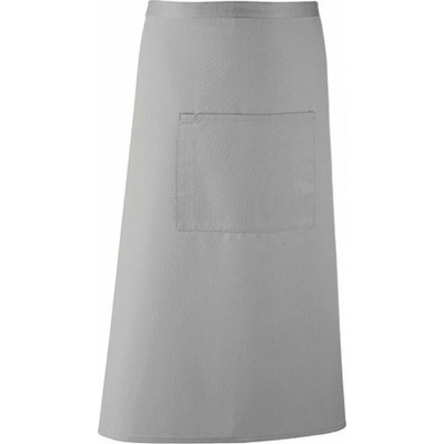 Premier Workwear Keprová dlouhá barmanská zástěra s velkou kapsou šedá světlá Pantone 428 90x80cm PW158