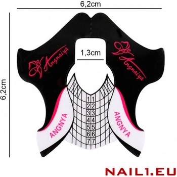 Nail1 Angnya průhledná plastová šablona na modeláž gelových nehtů Tenký prst 20 ks