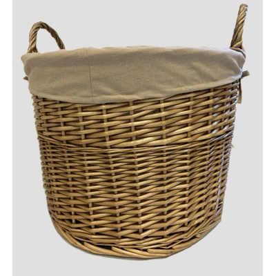 Vingo Proutěný koš na dřevo s uchy kulatý 62 cm v. 54