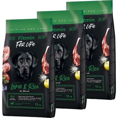 Fitmin For Life Adult All Breeds Lamb & Rice 3 x 12 kg