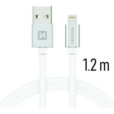 Swissten Nabíjecí a synchronizační kabel textile 0.2m / 1.2m / 2.0m stříbrný Délka: 1,2m