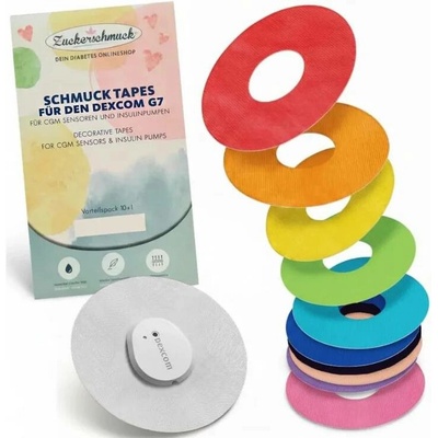 Zuckerschmuck Ochranné fixační náplasti pro Dexcom G7 – Rainbow MIX 10+1 ks