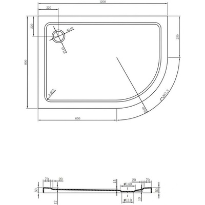 Mexen Flat slim 120 x 80 cm 41708012L-G