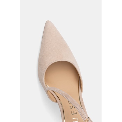 Guess обувки с ток от велур NAPIPER (FLTNAP.SUE08.BEIGE)