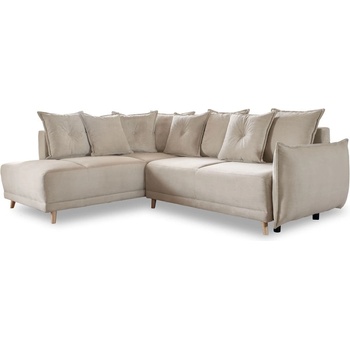 Miuform Бежов велурен разтегателен диван (ляв ъгъл) Lazy Lukka - Miuform (1826ON02)