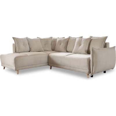 Miuform Бежов велурен разтегателен диван (ляв ъгъл) Lazy Lukka - Miuform (1826ON02)