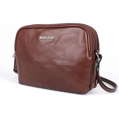 Marta Ponti no. 17 Tříoddílová luxusní dámská kožená crossbody kabelka hnědá