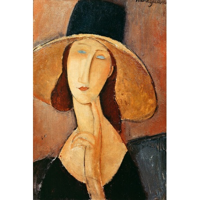Plagát, Obraz - Portrait of Jeanne Hebuterne in a large hat, Amedeo Modigliani, 26.7 × 40 cm