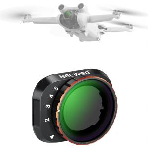 NEEWER Variable ND Filter Compatible with DJI Mini 3 / Pro, ND2-32 1-5 Stops, Attachable, Multi-Coated HD Optical Glass, Slim Drone Camera Lens, Aerial Photography Accessories - FL-C05 (FL-C05)