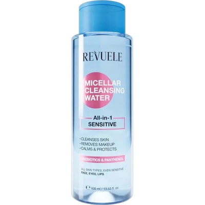Revuele Micellar Cleansing Water All-in-1 Sensitive, мицеларна вода с пребиотици и пантенол, 400 мл
