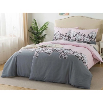Xpose bavlna obliečky Yvona sivé/ružové 2x140x200 2x70x90