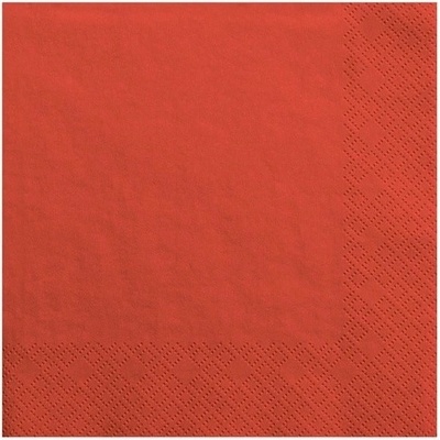 PartyDeco ubrousky 3V červené s pruhy 20ks 33x33cm