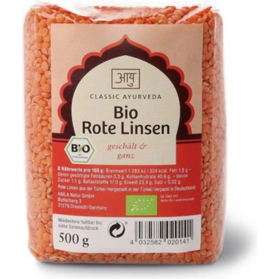 Classic Ayurveda Bio červená čočka loupaná a celá 0,5 kg