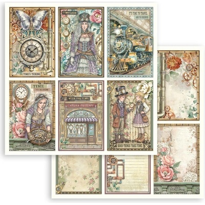 Papír na scrapbook oboustranný Stamperia - Gardens of Time - 6 karet