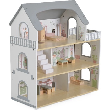 Moni Дървена къща за кукли Moni Toys - Ema, с мебели (112292)