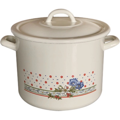 22 см (6, 7 л. ) дълбока емайлирана тенджера с метален капак разцветка Сини цветя (2+39p/22 (102-1697))