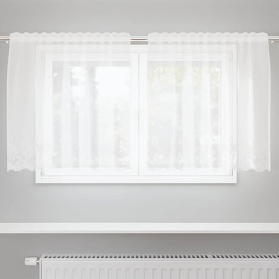 vidaXL Перде от дантела С завеси Флорален Бяло 120 x 150 cm Полиестер (4107750)
