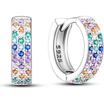 Prosperk Stříbrné náušnice kruhy s barevnými kamínky S4388