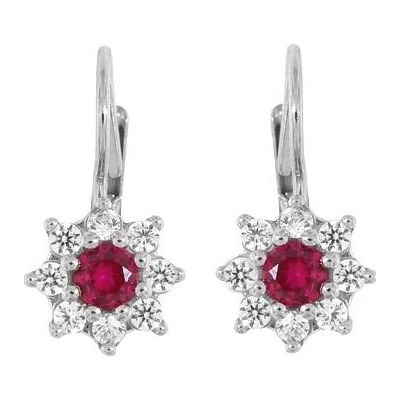 INFINITYSILVER Stříbrné náušnice kytičky RITA s červeným zirkonem 438127CZp