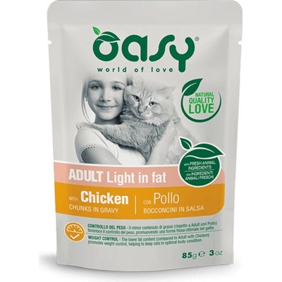 Oasy Cat Chunks in Gravy Light in Fat Kuracie mäso 85 g