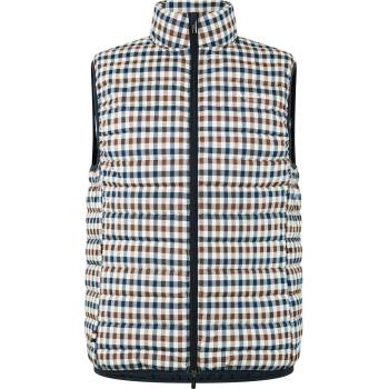 AQUASCUTUM Елек AQUASCUTUM Men's Club Check Funnel Neck Full Zip Gilet - Navy/Check