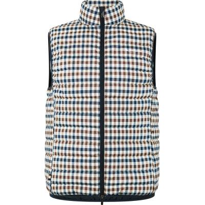 AQUASCUTUM Елек AQUASCUTUM Men's Club Check Funnel Neck Full Zip Gilet - Navy/Check