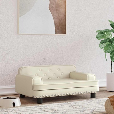 vidaXL Кучешко легло, Кремаво , 70x45x30 см, изкуствена кожа (171890)