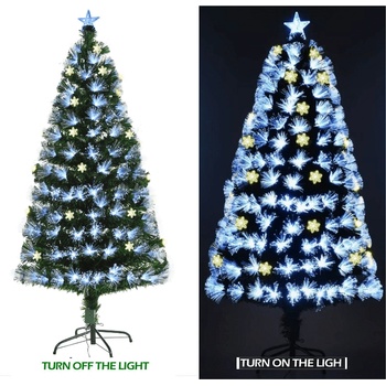 Image 1 of ANYSUN Коледна елха 180 см. със светещи звезди и фиброоптични влакна в бяло anysun