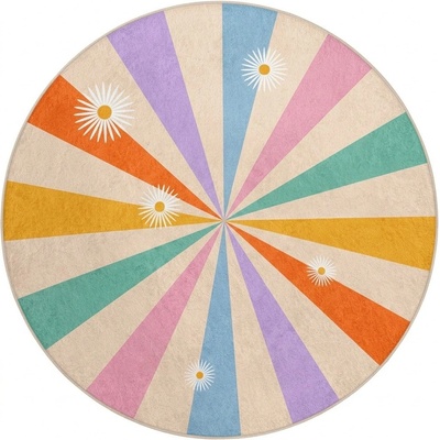 Mila Home Детски килим подходящ за пране ø100 cm Rainbow Daisy - Mila Home (HKC-YuvHali-399-100x100)