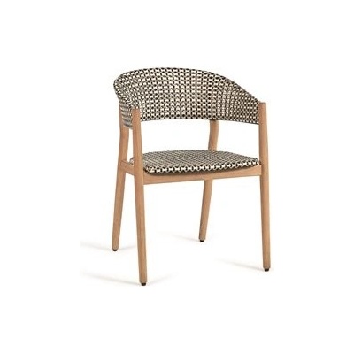 Diphano Teakové jídelní křeslo Spirit, 77x52x55cm, rám teak, výplet umělý ratan béžová (vichy)