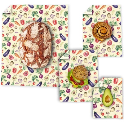 BajaBee Voskové obrúsky - Multipack Veggie XL/M/M/S 40x48cm 23x31cm 23x31cm 17x23cm 1 ks