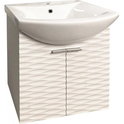 Inter Ceramic Конзолен шкаф за баня ICP 5542/60 WAVES, PVC, бял, с умивалник, 55x42.5x60см (5542/60 WAVES)