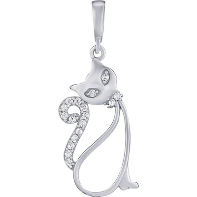 SILVEGO Stříbrný přívěsek Ambra ve tvaru kočky s Brilliance Zirconia PRGPK0051PS