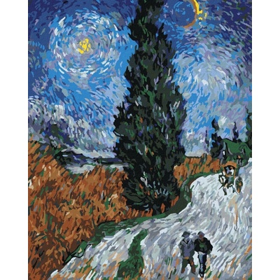 zuty Malování Podle Čísel Cesta S Cypřišem A Hvězdou Vincent Van Gogh 80 x 100 Cm Plátno Rám