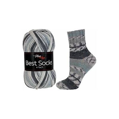 Vlna-hep Příze Best socks 7306 černo-šedá
