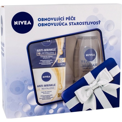 Nivea Anti Wrinkle Revitalizing pro ženy denní pleťová péče 50 ml + noční pleťová péče 50 ml + micelární voda Micelair 200 ml dárková sada