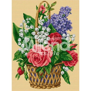 Milena Style Пролетна кошничка - гоблен със схема конци dmc 1: 1