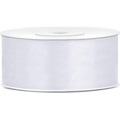 Party Deco Сатенена лента, бяла, 25 мм/25 м