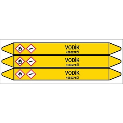 Značení potrubí, vodík,3 ks, 355 × 37 mm PZ 007669