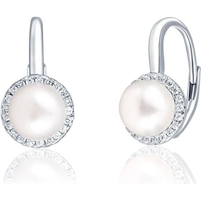 JwL Luxury Pearls strieborné náušnice s perlou a zirkónmi JL0640
