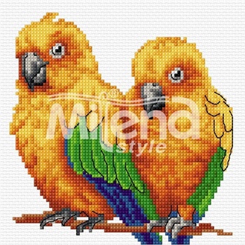 Milena Style Шарени папагалчета - гоблен със схема