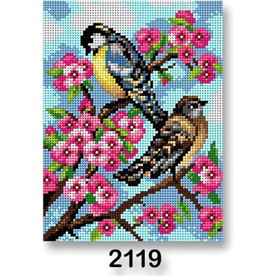 Stoklasa Vyšívací předloha obrázek na vyšívání 70246 2119 ptáci 1 růžovo-modrá 18x24cm – Zboží Dáma